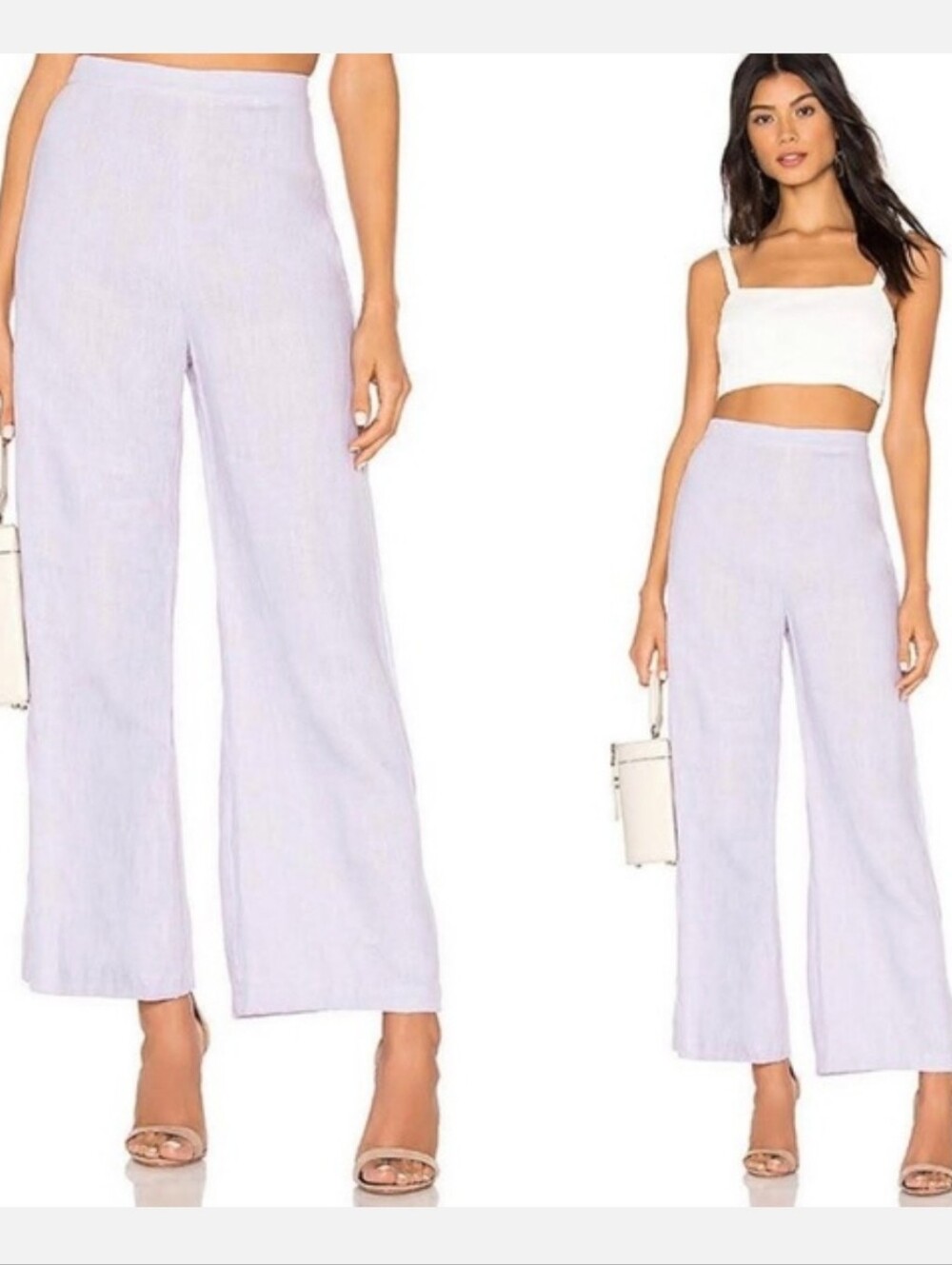 Faithfull The Brand Lavender Wide Leg Linen Pants Size 4